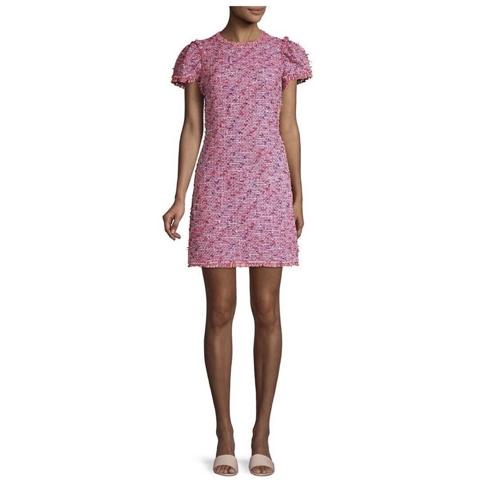 Kate Spade New York Flutter Sleeve Tweed‎ Dress Pink Size 12 Jackie O Preppy